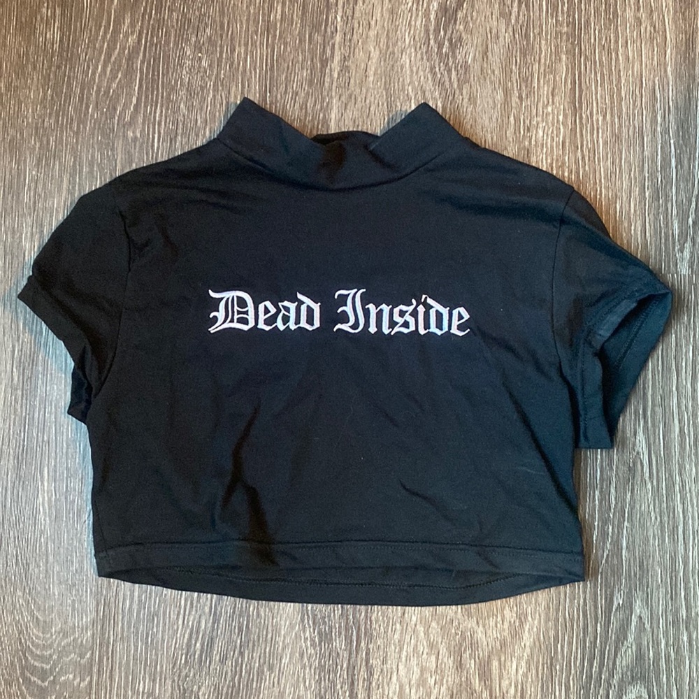 Dead inside high neck crop top